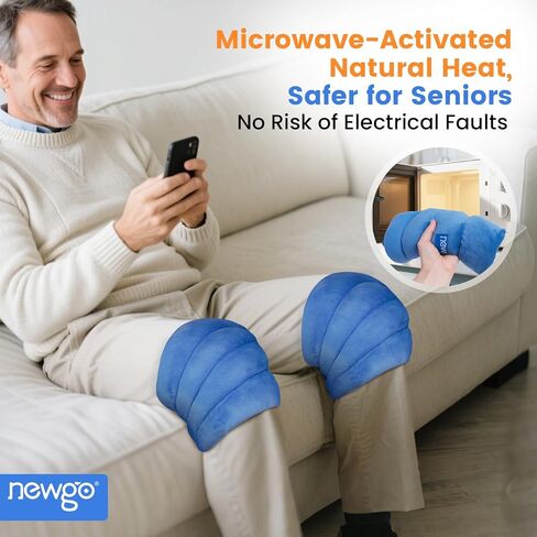 NEWGO Microwave Heating Pad for Knee Arthritis, 2PCS Heated Knee Wrap Warmers with Moist Heat for Joint Stiffness, Cold Weather, Osteoarthritis, Gifts for Men Women in Saudi Arabia