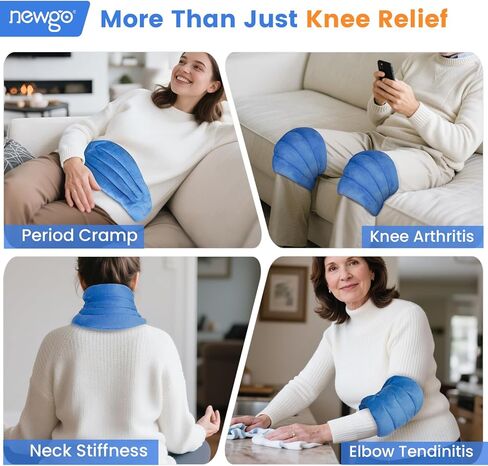 NEWGO Microwave Heating Pad for Knee Arthritis, 2PCS Heated Knee Wrap Warmers with Moist Heat for Joint Stiffness, Cold Weather, Osteoarthritis, Gifts for Men Women in Saudi Arabia