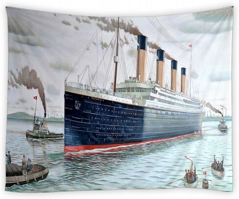FILMILIL Nautical Ocean Tapestry Wall Hanging Vintage Classic Titanic Ship Watercolor Scenery Dark Blue Art for Boys Men Tapestries Decor Bedroom Living Room Dorm Polyester Fabric 60 W x 51 L Inch in Saudi Arabia