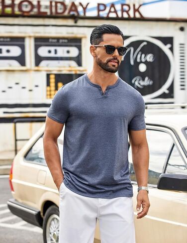 COOFANDY Men's Notch Neck T Shirts Short Sleeve Casual V Neck T-Shirt Classic Plain Shirts Soft Tee in Saudi Arabia