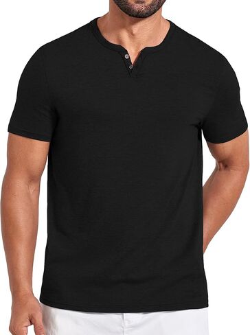 COOFANDY Men's Notch Neck T Shirts Short Sleeve Casual V Neck T-Shirt Classic Plain Shirts Soft Tee in Saudi Arabia