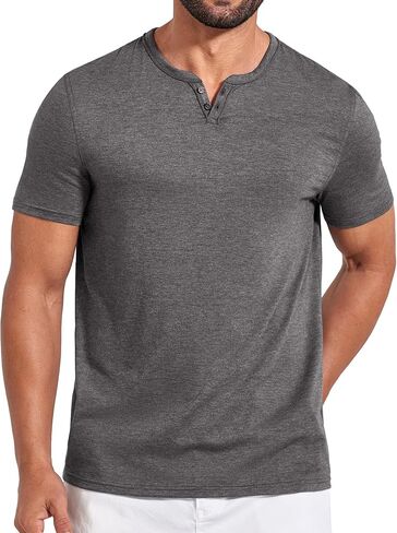 COOFANDY Men's Notch Neck T Shirts Short Sleeve Casual V Neck T-Shirt Classic Plain Shirts Soft Tee in Saudi Arabia