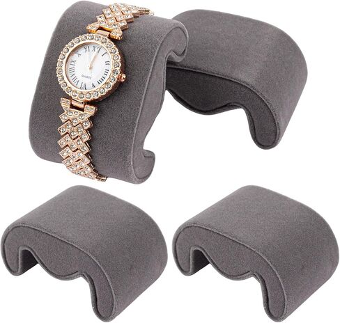 KINCHYGO، 4 قطع من وسائد علبة الساعة على شكل حرف M وسوار مخملي لعرض المجوهرات باللون الرمادي in Kuwait