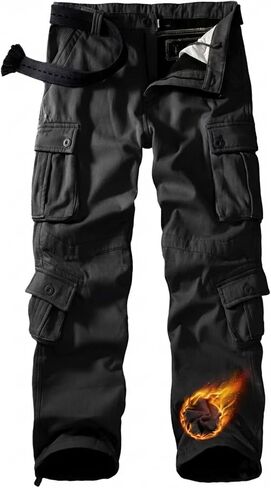 TRGPSG Men's Fleece Lined Hiking Pants, Winter Outdoor Cargo Pants, Work Ski Pants Casual Pants with 8 Pockets in Saudi Arabia