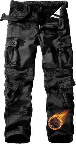 TRGPSG Men's Fleece Lined Hiking Pants, Winter Outdoor Cargo Pants, Work Ski Pants Casual Pants with 8 Pockets in Saudi Arabia