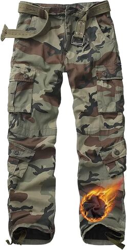 TRGPSG Men's Fleece Lined Hiking Pants, Winter Outdoor Cargo Pants, Work Ski Pants Casual Pants with 8 Pockets in Saudi Arabia