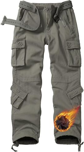 TRGPSG Men's Fleece Lined Hiking Pants, Winter Outdoor Cargo Pants, Work Ski Pants Casual Pants with 8 Pockets in Saudi Arabia