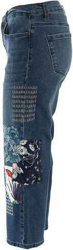 DG2 Diane Gilman Stretch Embroidered Cropped Jean Basic Indigo 2P New 654-662 in Saudi Arabia