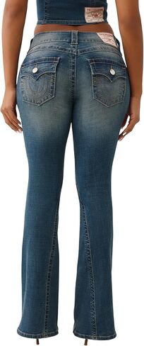 True Religion Joey Low Rise Flare Women's Jeans | Vintage Denim with Flap Pockets & Iconic Stitching in Saudi Arabia