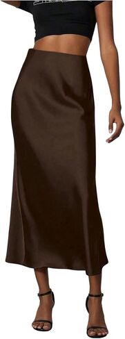 SHENHE Women's Elegant Satin Skirt High Waisted Flared Silky Business Casual Work Midi Skirt in Saudi Arabia