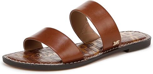 Sam Edelman Women's Gala Flat Sandal, Rich Cognac Leather, 8 Wide in Saudi Arabia