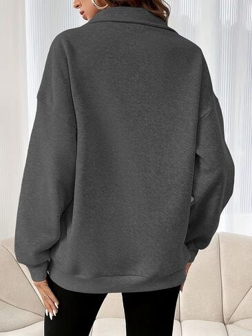 HVEPUO Womens Quarter Zip Up Sweatshirt Fall Oversized Loose Fit Shirts Casual Long Sleeve Fleece Pullover Tops With Pockets in Saudi Arabia