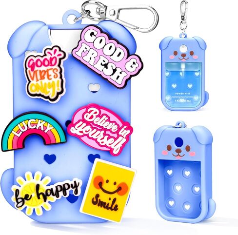 جراب Metyond Dog من السيليكون لرذاذ مطهر اليد Touchland رذاذ قوي 1 أونصة سائلة/30 مل لحقيبة Touchland مع سلسلة مفاتيح، مع ملحقات ساحرة لطيفة حقيبة سفر لطيفة (قطعة واحدة وردي) in Kuwait