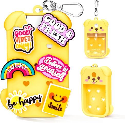 جراب Metyond Dog من السيليكون لرذاذ مطهر اليد Touchland رذاذ قوي 1 أونصة سائلة/30 مل لحقيبة Touchland مع سلسلة مفاتيح، مع ملحقات ساحرة لطيفة حقيبة سفر لطيفة (قطعة واحدة وردي) in Kuwait
