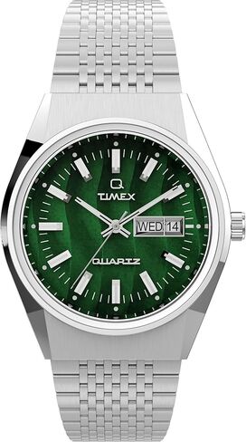 Timex Q Reissue Falcon Eye 38mm Watch – Silver-Tone Case Green Dial with Stainless Steel Bracelet in Saudi Arabia