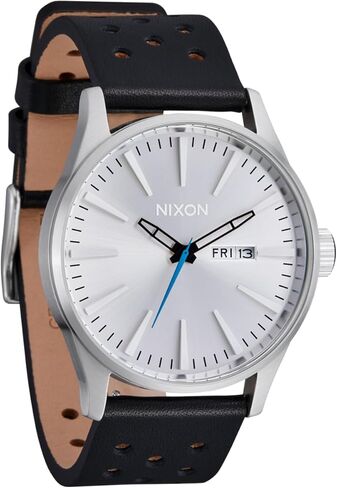 Nixon Mens Sentry Leather Chrome/Silver Sunray/Black in Saudi Arabia