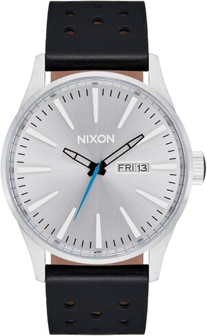 Nixon Mens Sentry Leather Chrome/Silver Sunray/Black in Saudi Arabia