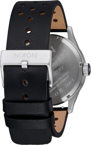 Nixon Mens Sentry Leather Chrome/Silver Sunray/Black in Saudi Arabia