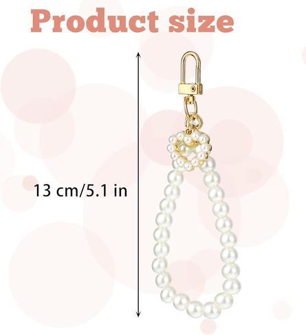 Teaaha Pearl Keychain Wristlet Golden Imitation Pearl Key Chain Women Cute Purse Charms Love Heart Pendant Girly Backpack Key Ring for Car Keys (Heart) in Saudi Arabia