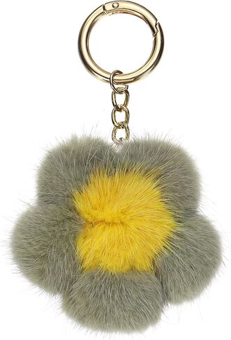 uxcell Flower Plush Keychain, Mink Fur Pom Flower Shape Purse Charm, Rex Floral Petal Pendant in Saudi Arabia