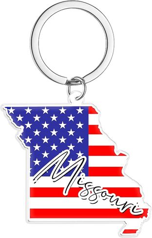 سلسلة مفاتيح تذكارية من ميسوري مع حلقة مفاتيح - سلسلة مفاتيح العلم الأمريكي، حامل مفاتيح للهدايا، الهدايا التذكارية من الولايات المتحدة الأمريكية، بقعة M in Kuwait