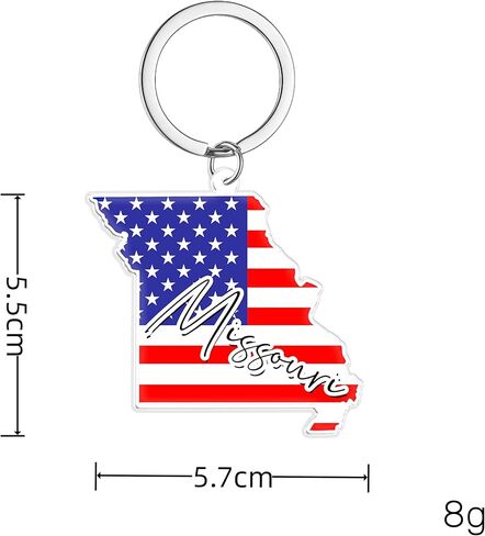 سلسلة مفاتيح تذكارية من ميسوري مع حلقة مفاتيح - سلسلة مفاتيح العلم الأمريكي، حامل مفاتيح للهدايا، الهدايا التذكارية من الولايات المتحدة الأمريكية، بقعة M in Kuwait