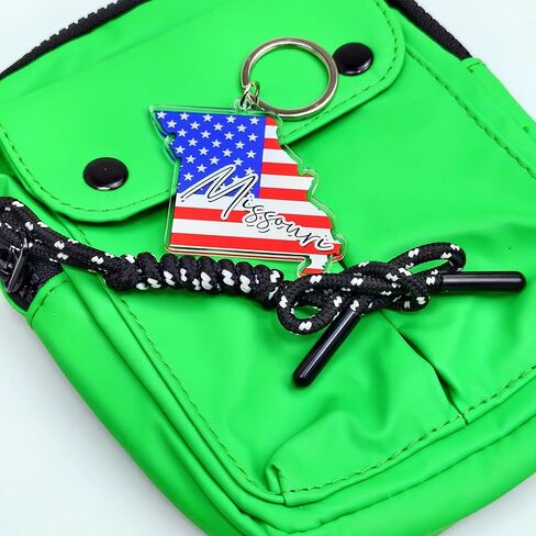 سلسلة مفاتيح تذكارية من ميسوري مع حلقة مفاتيح - سلسلة مفاتيح العلم الأمريكي، حامل مفاتيح للهدايا، الهدايا التذكارية من الولايات المتحدة الأمريكية، بقعة M in Kuwait