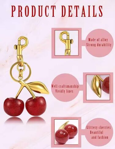 KAII Cute Cherry bag Charms Keychains – coach Accessory for Handbags, Backpacks, and Purse charm Fashionable key chains women cute keychain in Saudi Arabia