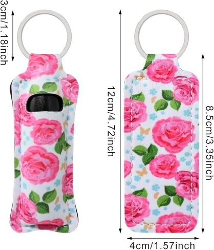 12PCS Fashion Cactus Floral Flower Pattern Chapstick Holder Keychain Lipstick Holder Clip-on Sleeve Pouch with Keychain for Travle Daily Life Use in Saudi Arabia