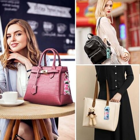 12PCS Fashion Cactus Floral Flower Pattern Chapstick Holder Keychain Lipstick Holder Clip-on Sleeve Pouch with Keychain for Travle Daily Life Use in Saudi Arabia