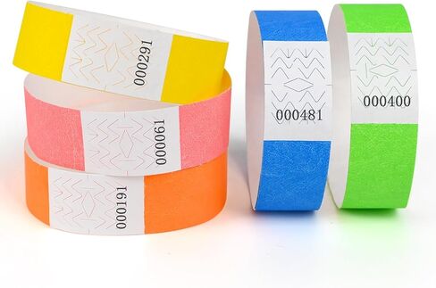 500 Pcs DGBDPACK Neon Wristbands, 1-500 Consecutive Numbers Waterproof Tearproof and Printable Wrist Straps Admission Bracelets Tickets () in Kuwait