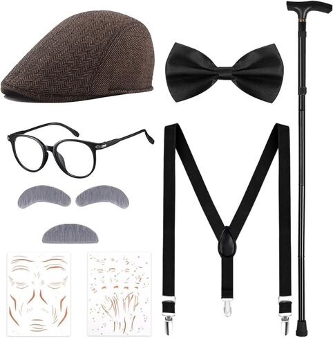 JcHrmers Old Man Costume for Boys,100 Days of School Costume Set for Kids 100th Day of School Grandpa Dress Up in Saudi Arabia