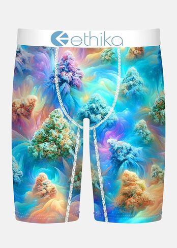 Ethika Men’s Boxer Brief, Knee Length, 4-Way Stretch Performance Underwear with Graphic Prints - Sherbert Smoke in Saudi Arabia
