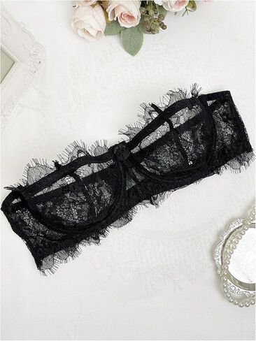 WDIRARA Women's Lace Underwire Bandeau Strapless Bra Adjustable Straps Bras in Saudi Arabia