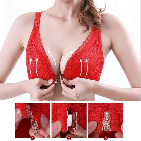 حمالة صدر وردية مريحة من Floral Secrets، حمالات صدر يومية من الدانتيل على شكل فراشة، إغلاق أمامي بدون خياطة، حمالة صدر نسائية ذات إغلاق أمامي in Saudi Arabia