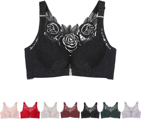 حمالة صدر وردية مريحة من Floral Secrets، حمالات صدر يومية من الدانتيل على شكل فراشة، إغلاق أمامي بدون خياطة، حمالة صدر نسائية ذات إغلاق أمامي in Saudi Arabia