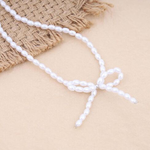 Vacaonio Vintage Bow Pearl Choker Necklace Pearl Bow Pendant Necklace White Pearl Necklace Chain Hollow Bow Necklace Pearl Bead Collar Necklace Bowknot Tie Necklace Jewelry for Women in Saudi Arabia