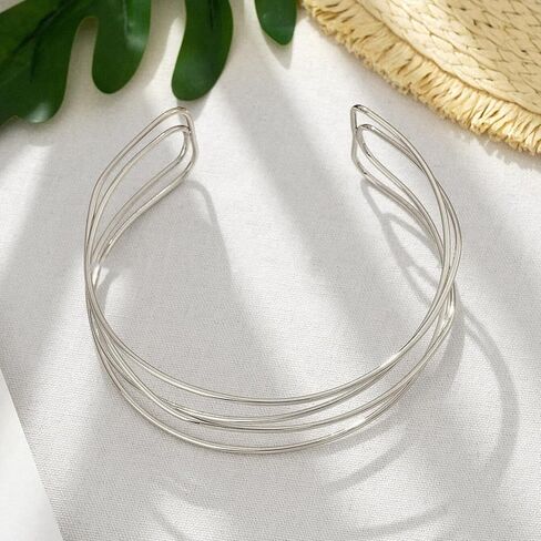 Zurlcdye Silver Layered Necklace for Women Dainty Choker Necklace Stack Minimalist Jewelry Birthday Gifts for Her in Saudi Arabia