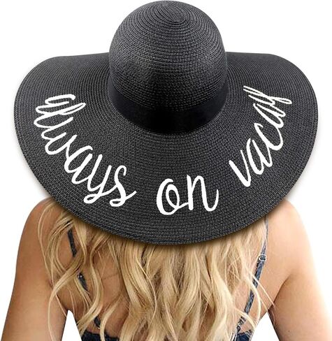 DRESHOW Beach Hats for Women Big Straw Wide Brim Summer Hat Floppy Foldable Roll up Cap Sun Hat UPF 50+ in Saudi Arabia