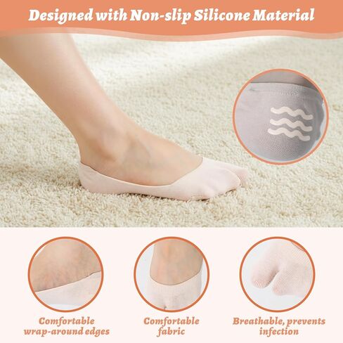 Nogeqi 4 Pairs Tabi Socks No Show Socks for Flats, Non Slip Flip Flop Sock Flat Invisible Split Toe Sock Low Cut for Women Sneaker Lofer Boat Shoes in Saudi Arabia