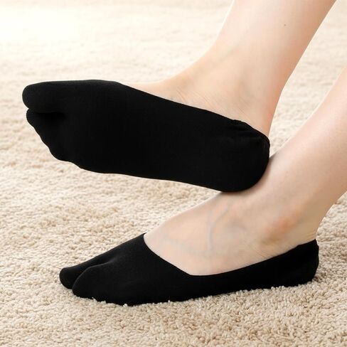 Nogeqi 4 Pairs Tabi Socks No Show Socks for Flats, Non Slip Flip Flop Sock Flat Invisible Split Toe Sock Low Cut for Women Sneaker Lofer Boat Shoes in Saudi Arabia