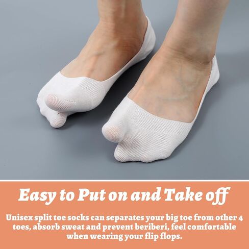 Nogeqi 4 Pairs Tabi Socks No Show Socks for Flats, Non Slip Flip Flop Sock Flat Invisible Split Toe Sock Low Cut for Women Sneaker Lofer Boat Shoes in Saudi Arabia