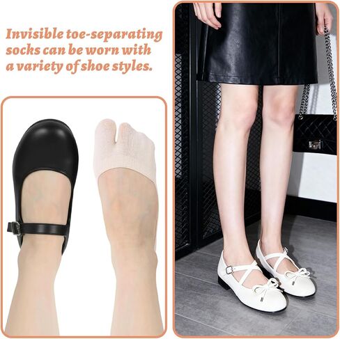 Nogeqi 4 Pairs Tabi Socks No Show Socks for Flats, Non Slip Flip Flop Sock Flat Invisible Split Toe Sock Low Cut for Women Sneaker Lofer Boat Shoes in Saudi Arabia