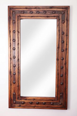 Rustic Mirror Rancho Adobe II 23x34-Handmade-Solid Wood-Western-Accent-Vanity Mirror-Gorgeous in Saudi Arabia