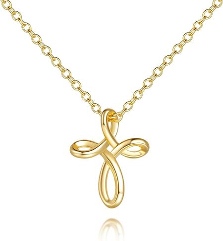 VSK Cross Necklace for Women 14K Gold Cross Necklaces for Women Gold Crosses Chain Necklaces for Womens Distinctive Twisted Design Crosses Chain Pendant Necklace for Womens in Saudi Arabia