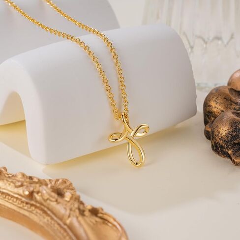 VSK Cross Necklace for Women 14K Gold Cross Necklaces for Women Gold Crosses Chain Necklaces for Womens Distinctive Twisted Design Crosses Chain Pendant Necklace for Womens in Saudi Arabia