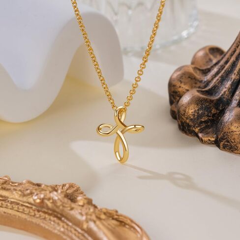 VSK Cross Necklace for Women 14K Gold Cross Necklaces for Women Gold Crosses Chain Necklaces for Womens Distinctive Twisted Design Crosses Chain Pendant Necklace for Womens in Saudi Arabia