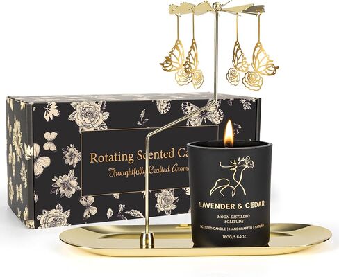توتيرو فراشة هدية شمعة للنساء، والشموع الدوارة المعطرة الخزامى للأم، هدية عيد ميلاد مجموعة حامل شمعة دائري للزوجة الأصدقاء الأخت عيد الميلاد الذكرى السنوية عيد الحب شموع عيد الأم in Kuwait
