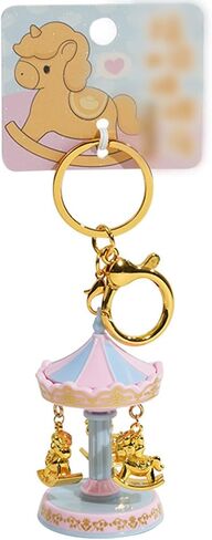Tizee Carousel Keychain with Rotating Merry-Go-Round | Bag Charm Car Key Accessory | Alloy Fun Gift for Backpacks, Handbags in Saudi Arabia