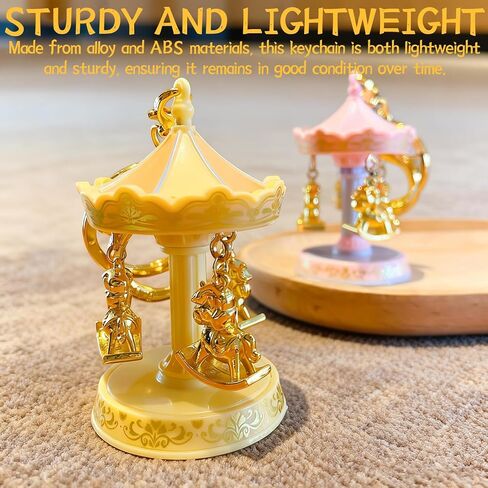 Tizee Carousel Keychain with Rotating Merry-Go-Round | Bag Charm Car Key Accessory | Alloy Fun Gift for Backpacks, Handbags in Saudi Arabia